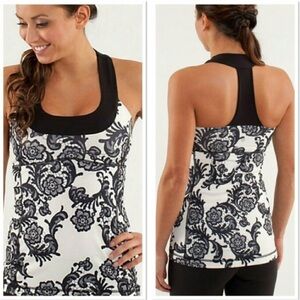 LULULEMON Scoop Neck Tank Workout Paisley Mesh Back Tank Top S
